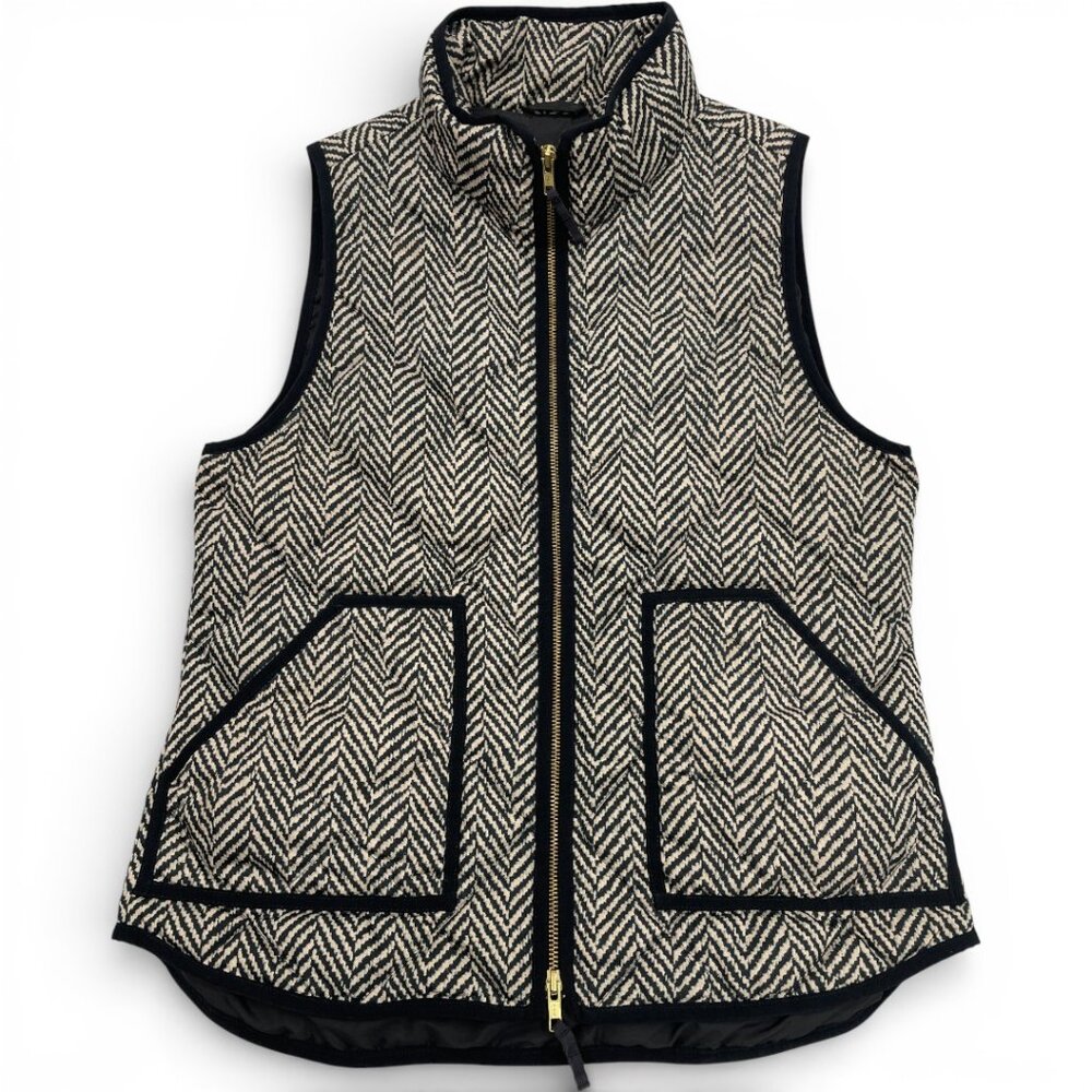 J. Crew Down Puffer Ski VEST Jacket Herringbone Print Men's Medium